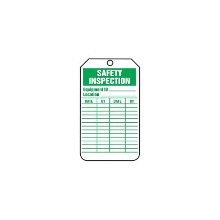 Panduit SAFETY TAGS, 10-MIL TAG, SAFETY INSPECTION (GRN/WHT, 5/PK, PK 5 PCT-1138